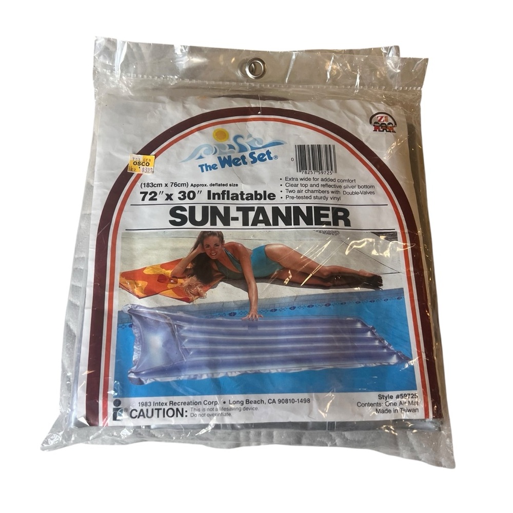 Vintage 1983 Intex 72” X‎ 30” Inflatable Sun Tanner #59725 SILVER NEW IN PACKAGE
